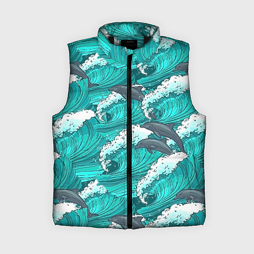 Женский жилет Лазурные дельфины / 3D-Черный – фото 1