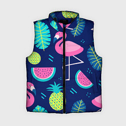 Женский жилет Фруктовый фламинго, цвет: 3D-черный