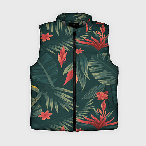Женский жилет Зеленые тропики / 3D-Светло-серый – фото 1