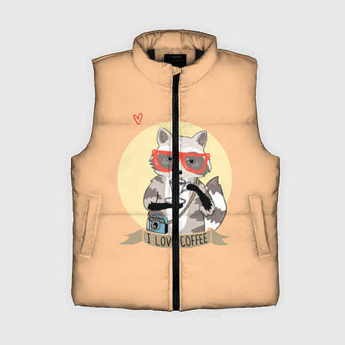 Женский жилет Raccoon Love Coffee / 3D-Черный – фото 1