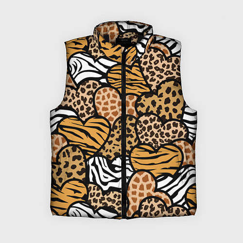 Женский жилет Сердца из шкур африканских животных / 3D-Черный – фото 1
