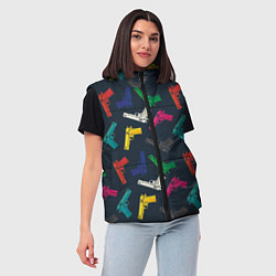 Женский жилет Разноцветные пистолеты, цвет: 3D-черный — фото 2