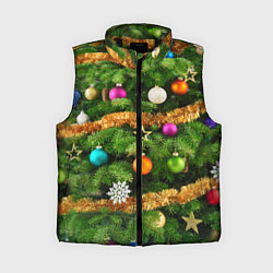 Женский жилет Живая новогодняя ёлка, цвет: 3D-черный