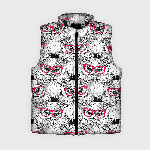 Женский жилет Совы в очках / 3D-Черный – фото 1