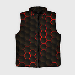 Женский жилет Соты объемные с красным свечением, цвет: 3D-черный