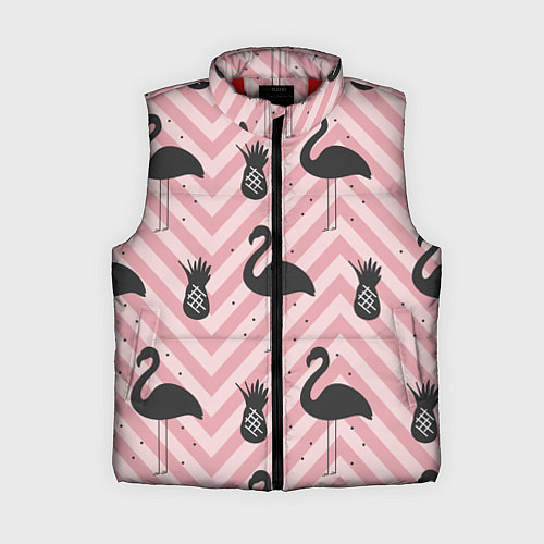 Женский жилет Черный фламинго арт / 3D-Красный – фото 1
