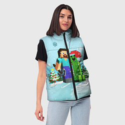 Женский жилет MINECRAFT НОВОГОДНИЙ, цвет: 3D-светло-серый — фото 2