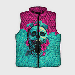 Женский жилет Неоновый череп, цвет: 3D-черный