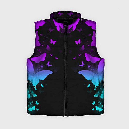 Женский жилет Бабочки в неоне / 3D-Черный – фото 1