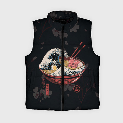 Женский жилет Сакура и рамен / 3D-Черный – фото 1