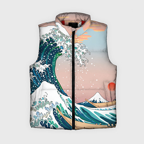 Женский жилет Большая волна в канагаве / 3D-Красный – фото 1