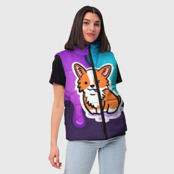 Женский жилет Милый корги, цвет: 3D-черный — фото 2