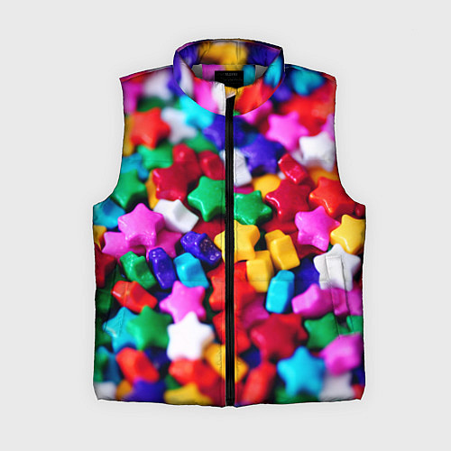 Женский жилет Разноцветные звездочки звезды / 3D-Светло-серый – фото 1