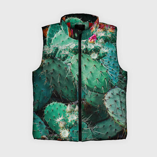 Женский жилет Кактусы с цветами реализм / 3D-Красный – фото 1