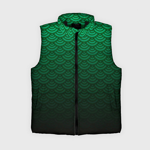 Женский жилет Узор зеленая чешуя дракон / 3D-Черный – фото 1