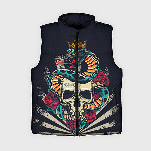 Женский жилет Змея с короной на черепе / 3D-Черный – фото 1