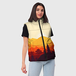 Женский жилет Горы закат пейзаж лиса арт, цвет: 3D-светло-серый — фото 2