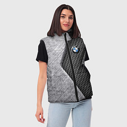 Женский жилет BMW - emblem - metal - texture, цвет: 3D-черный — фото 2