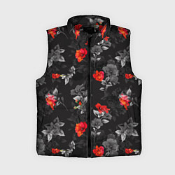 Женский жилет Красные цветы, цвет: 3D-красный