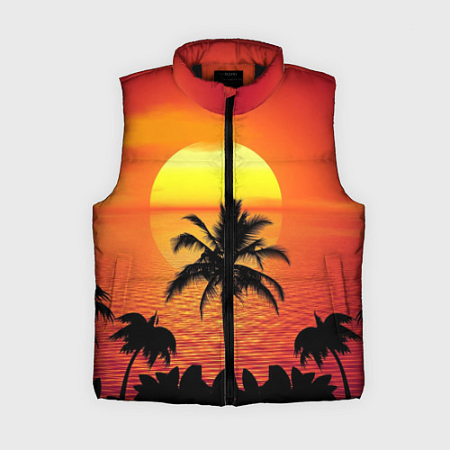 Женский жилет Пальмы на фоне моря / 3D-Черный – фото 1