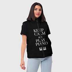 Женский жилет Keep calm and play piano, цвет: 3D-светло-серый — фото 2