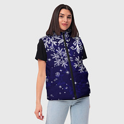 Женский жилет Новогодние снежинки, цвет: 3D-красный — фото 2