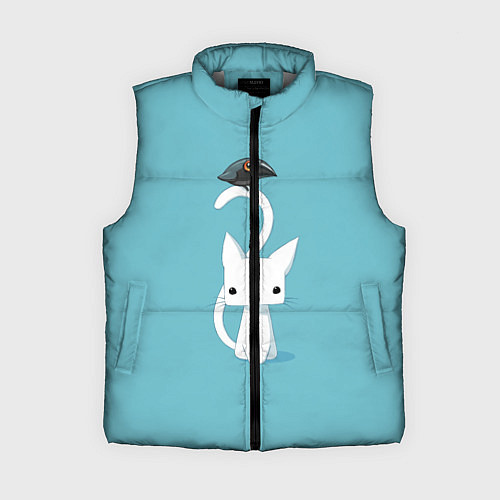 Женский жилет Белый котик и воробушек / 3D-Светло-серый – фото 1