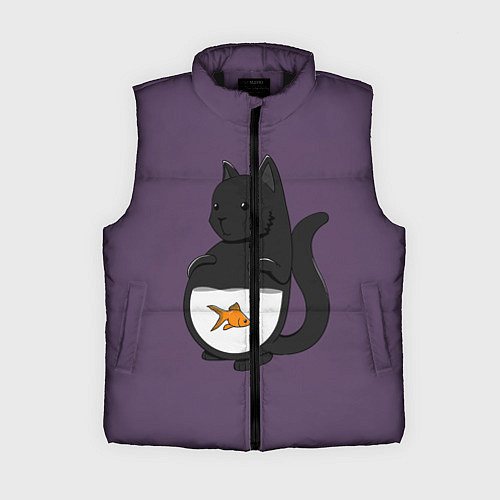 Женский жилет Довольный кот / 3D-Черный – фото 1