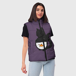 Женский жилет Довольный кот, цвет: 3D-черный — фото 2