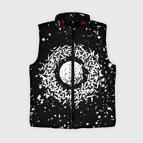 Женский жилет Каллиграфия на чёрном фоне / 3D-Красный – фото 1