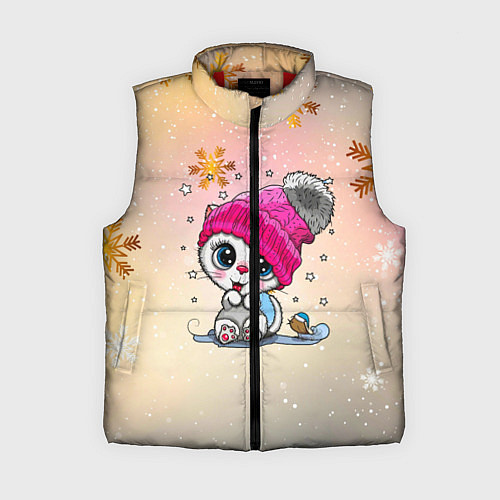 Женский жилет Новогодний кот / 3D-Красный – фото 1