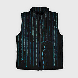 Женский жилет Двоичный дождь, матрица, цвет: 3D-черный