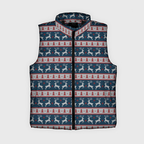 Женский жилет Новогодняя с оленями / 3D-Черный – фото 1