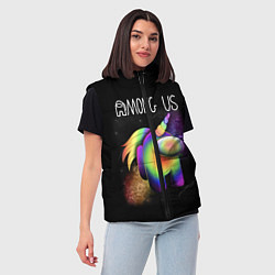 Женский жилет AMONG US ЕДИНОРОГ, цвет: 3D-черный — фото 2