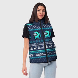 Женский жилет AMONG US НОВОГОДНИЙ, цвет: 3D-светло-серый — фото 2