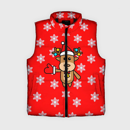 Женский жилет Оленёнок в снежинках / 3D-Черный – фото 1