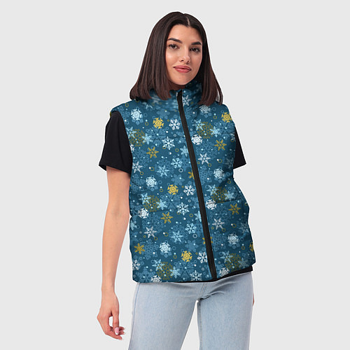 Женский жилет Снежинки / 3D-Красный – фото 3
