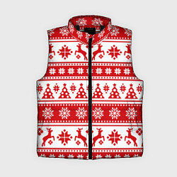 Женский жилет Новый Год Олени и снежинки, цвет: 3D-черный