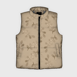 Женский жилет Листья на бежевом фоне, цвет: 3D-светло-серый