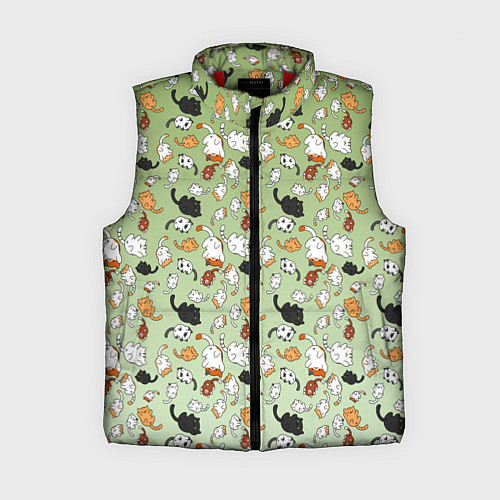 Женский жилет Много рисованных котов узор / 3D-Красный – фото 1