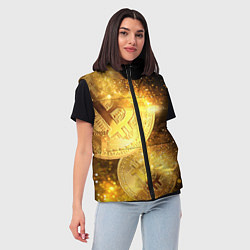 Женский жилет БИТКОИН ЗОЛОТО BITCOIN GOLD, цвет: 3D-светло-серый — фото 2