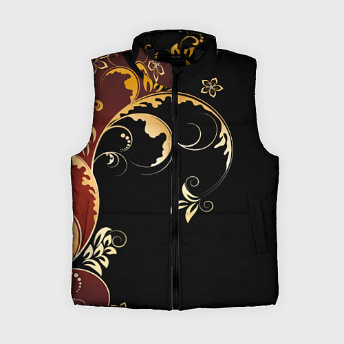 Женский жилет Узор - Хохлома / 3D-Черный – фото 1