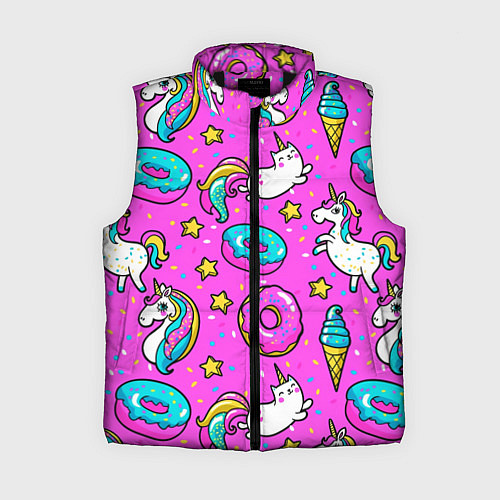 Женский жилет Единороги с пончиками / 3D-Черный – фото 1