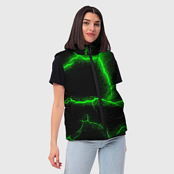 Женский жилет К - 13 зелёная трещина 3D, цвет: 3D-черный — фото 2