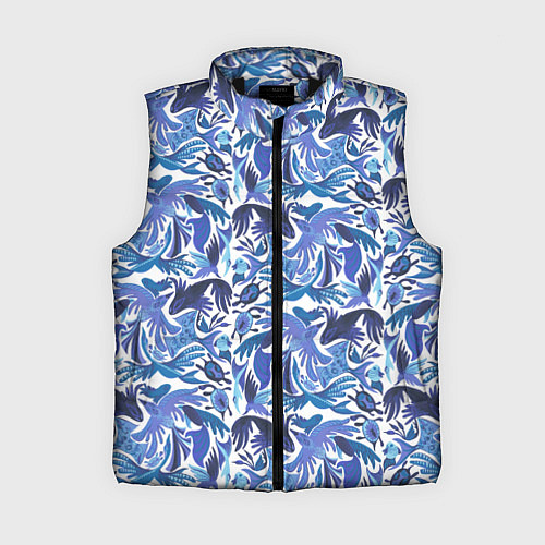 Женский жилет Рыбы-птицы Узоры / 3D-Черный – фото 1
