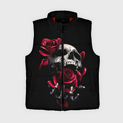 Женский жилет ЧЕРЕП И РОЗЫ, цвет: 3D-красный