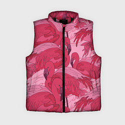 Женский жилет Розовые фламинго, цвет: 3D-черный