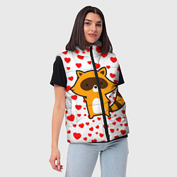 Женский жилет Енот в сердечках, цвет: 3D-светло-серый — фото 2