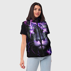 Женский жилет НЕОНОВЫЙ ЛЕВ NEON LION, цвет: 3D-черный — фото 2