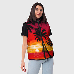 Женский жилет Гавайский закат, цвет: 3D-черный — фото 2